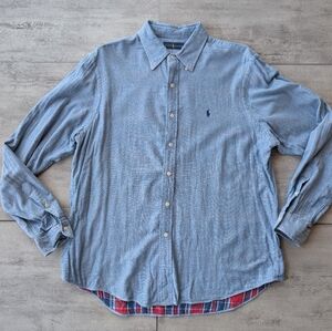 Polo Ralph Lauren Men's Fleece Lined Long Sleeve Button Down Chambray Shirt XL